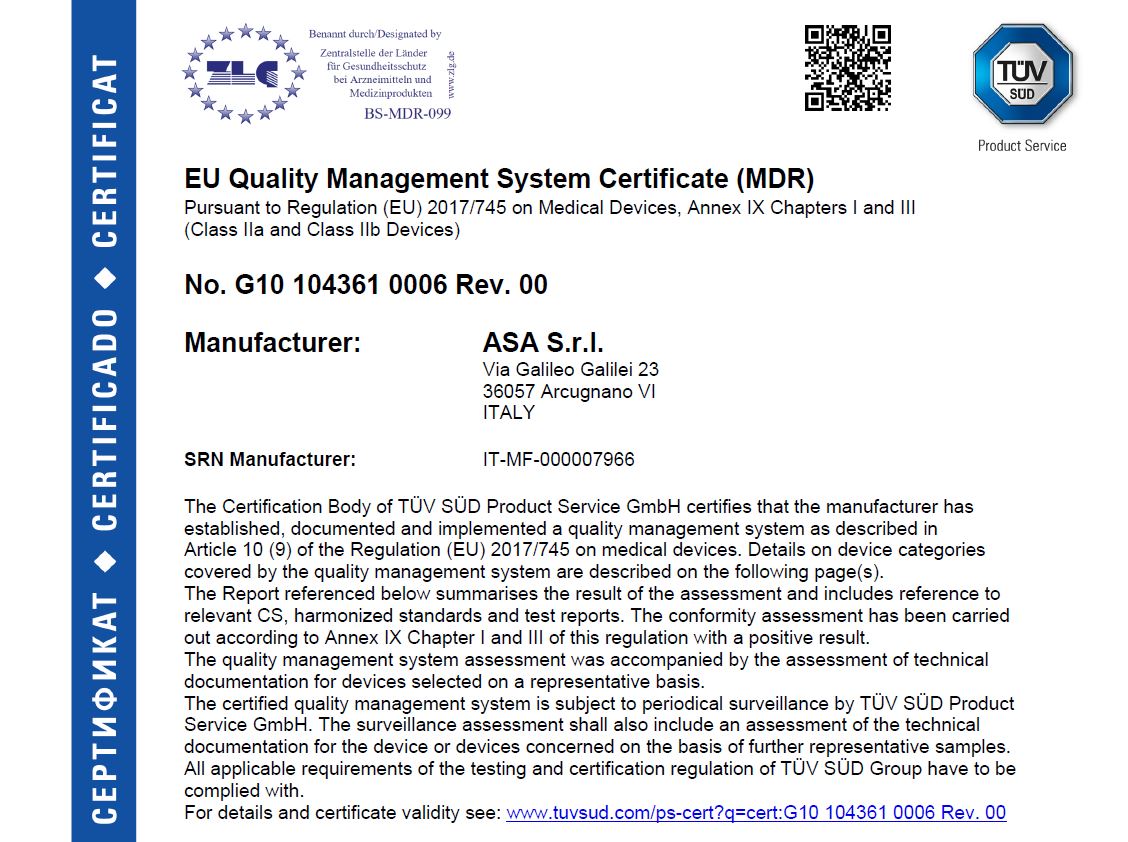 ASA MDR certificate