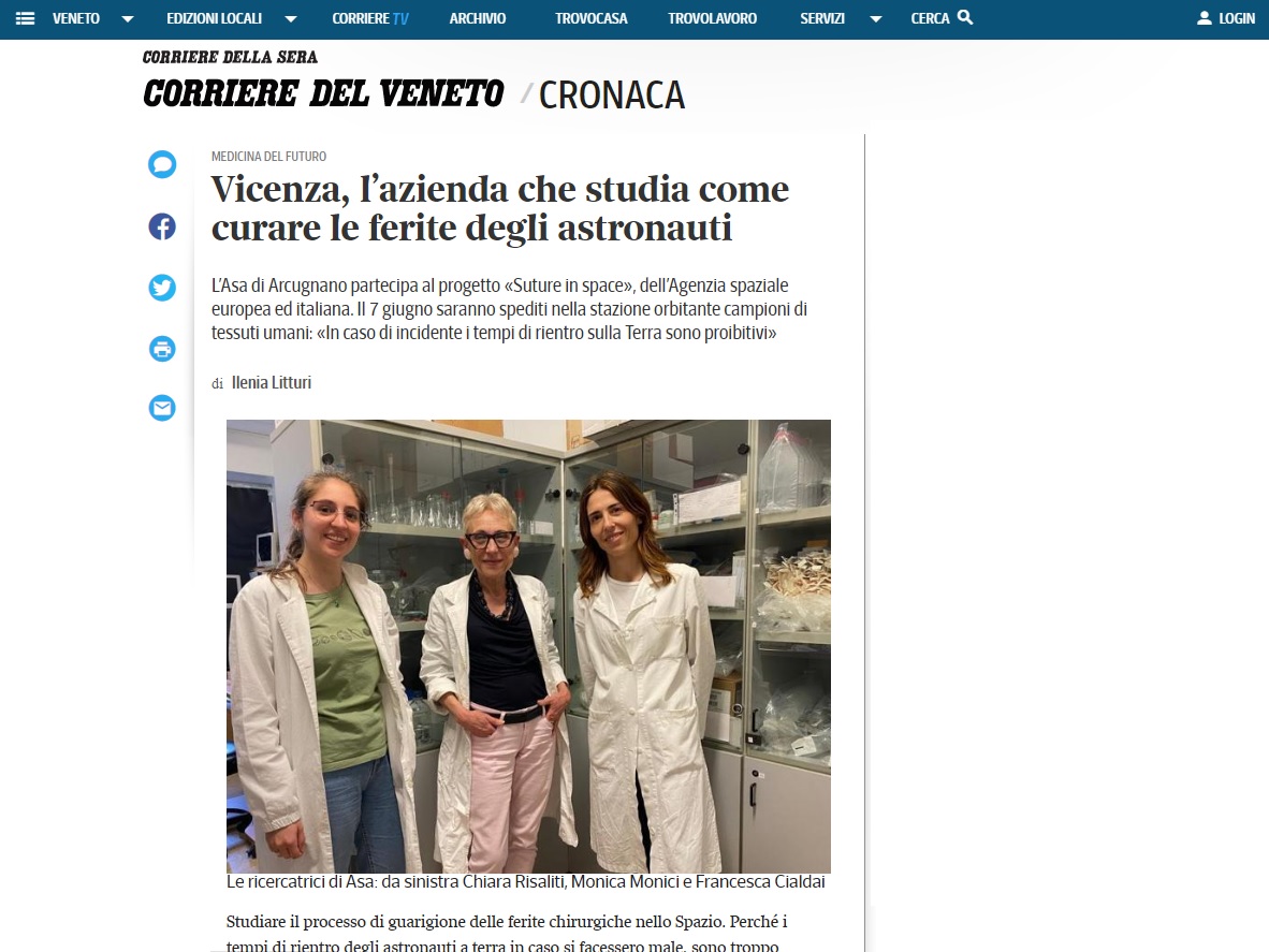 Corriere del Veneto - Corriere.it ASAcampus vola sull'ISS