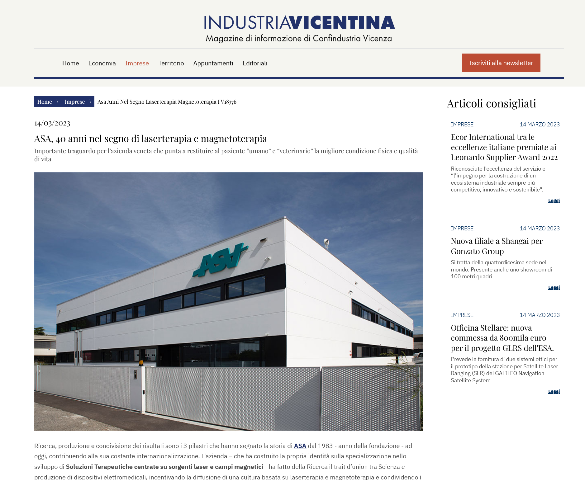 Industria Vicentina - ASA compie 40 anni