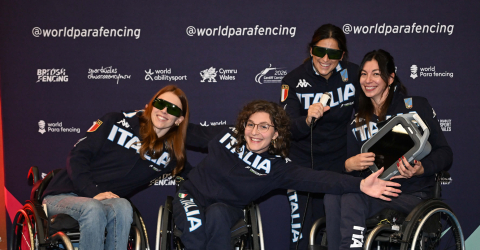 M-Hi laser device with Italian fencing Team - Para Fencing European Championships Cardiff